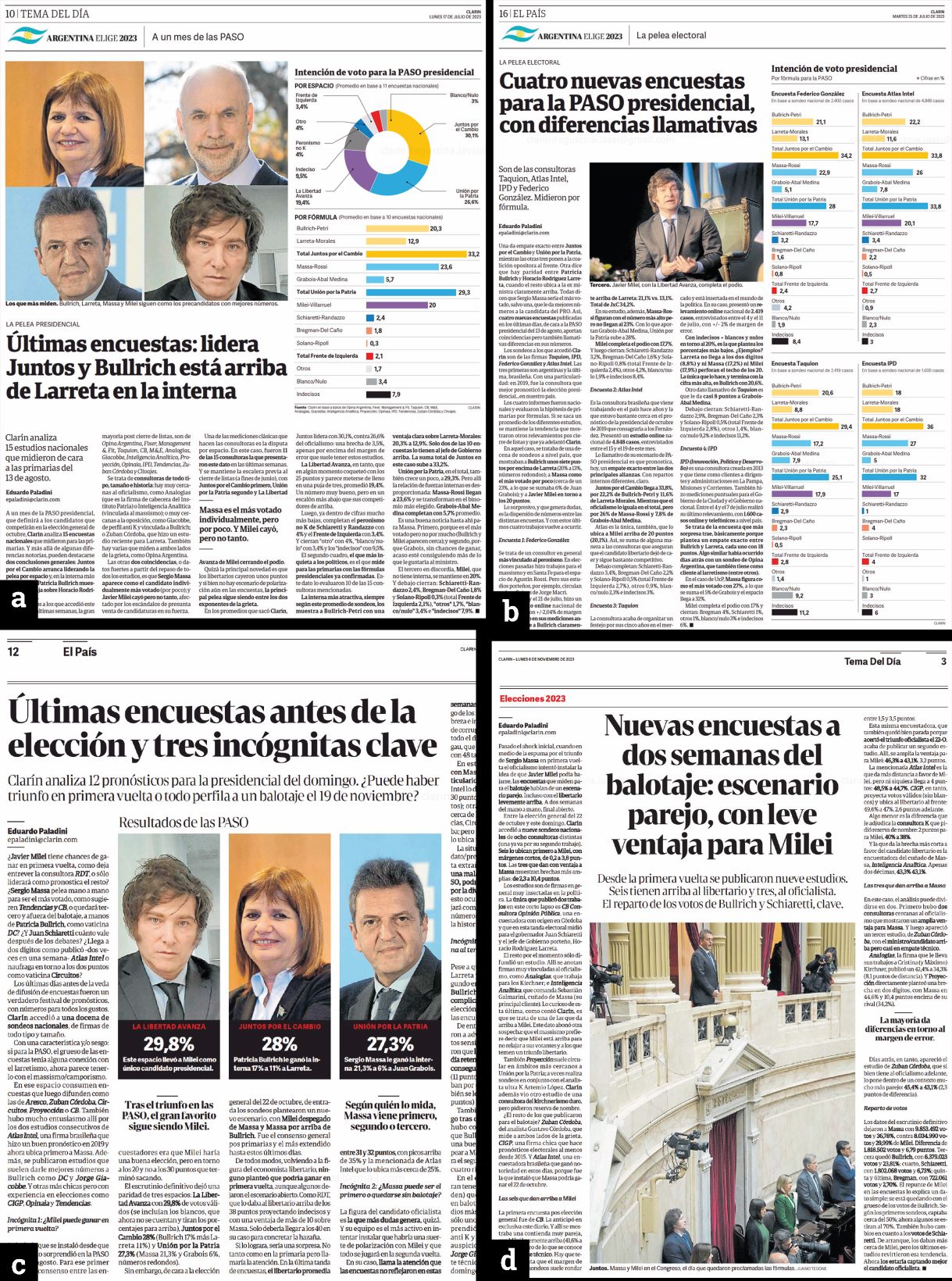 Utilización de sondeos preelectorales como contenido central de la información en Clarín